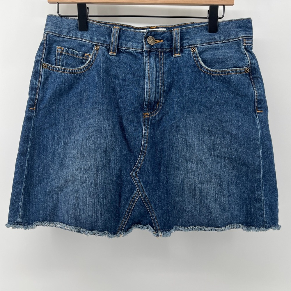 Southern Tide Women 28 Raw Hem Denim Jean Mini Skirt Medium Wash Y2K Preppy